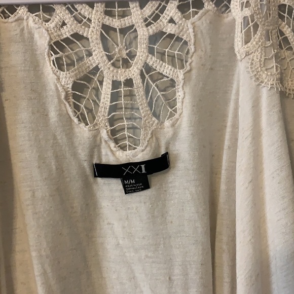 Forever 21 Off White Crochet Hi Low Hem Tie On The Back Sleeveless Size Medium - Picture 5 of 10